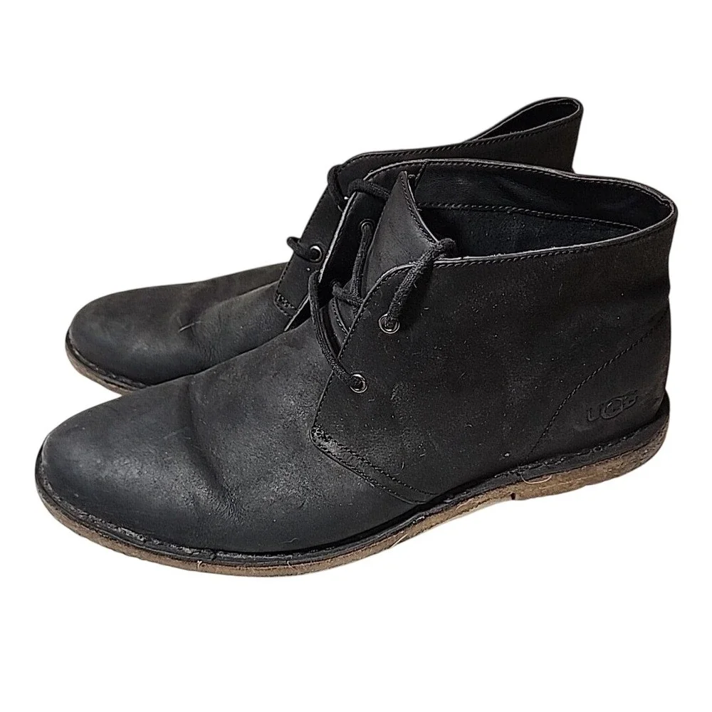 UGG Mens Biltmore Mid Waterproof Black Leather Chukka Boots Ankle 1106629